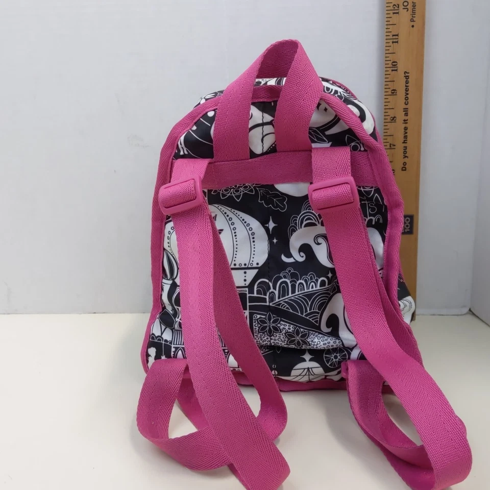 LeSportsac Mini Backpack Black White Pink Trim Fairy Tale Silhouette Print Bag - Image 2 of 4