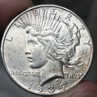 1934-S Peace Dollar, AU++ Details (cleaned) Better Date San Francisco Issue