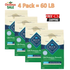 4 PCS- Blue Buffalo Life Protection Formula Adult Lamb & Brown Rice Recipe 15 LB