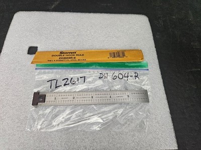 STARRETT #DH604R 6'' TEMPERED STEEL W/INCH GRADS DOUBLE HOOK RULE (TL2617)