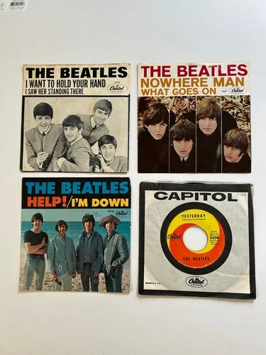 The Beatles 45 RPM Lot of 4 Originals Capitol Records Some with Picture Sleeves
