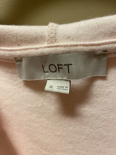 Ann Taylor Loft XL 16Pink Hoodie v-neck Sweatshirt - Picture 2 of 6