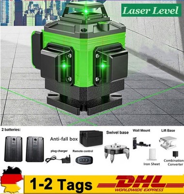 4D 16 Line Laser Level Wasserwaage 360° Kreuzlinienlaser Selbstnivellierend NEU
