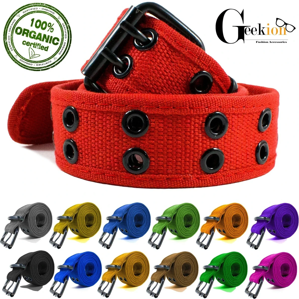 3117 Double Hole Grommets Canvas Web Belt, Purple | M (32\