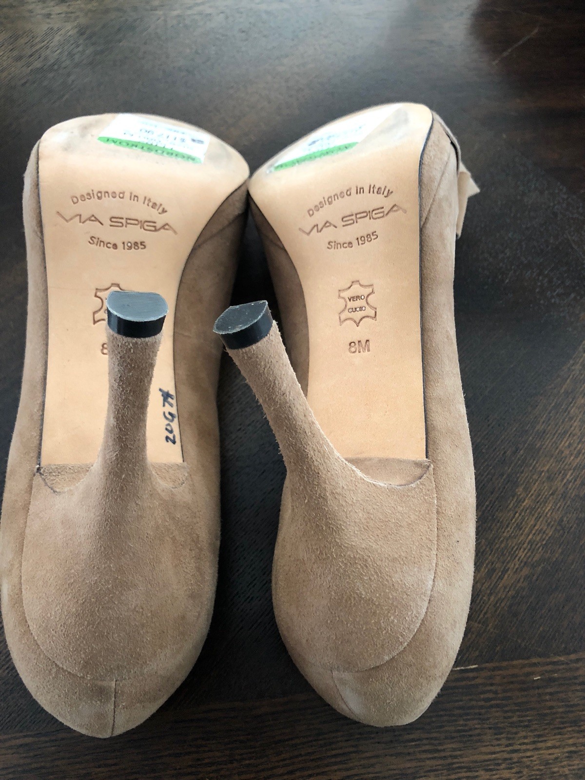 Women's Women's Women's Via Spiga TaupeSuede Peep Toe Bow Heel Pumps, US Size 8M, 3.5 Inch Heel b81da5 Women's Women's Women's Via Spiga TaupeSuede Peep Toe Bow Heel Pumps, US Size 8M, 3.5 Inch Heel b81da5
