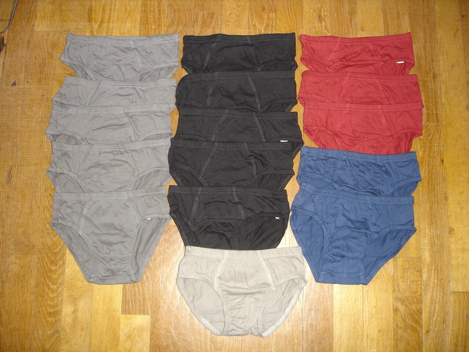 Lot de 16 P Slip garçon 10-12 ANS 100% coton 5 Noir + 5 Gris +3 rouge + 2 bleu - Photo 2/4