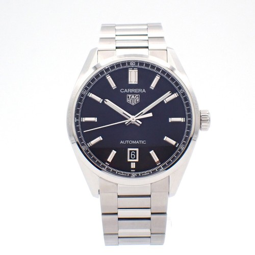 TAG HEUER Carrera Calibre 5 Dayte 39mm WBN2110 Watch Black Dial SS 310LC534 - Picture 2 of 24