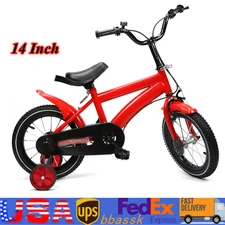 14 Inch Kids Bike Children Boys Girls Bicycle Bike Red with Training Wheels