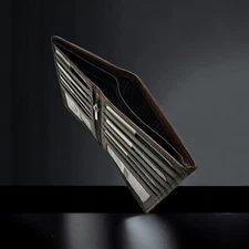 Mens Genuine Leather Bifold Wallet Slim Hipster Cowhide Credit Card ID New Brown