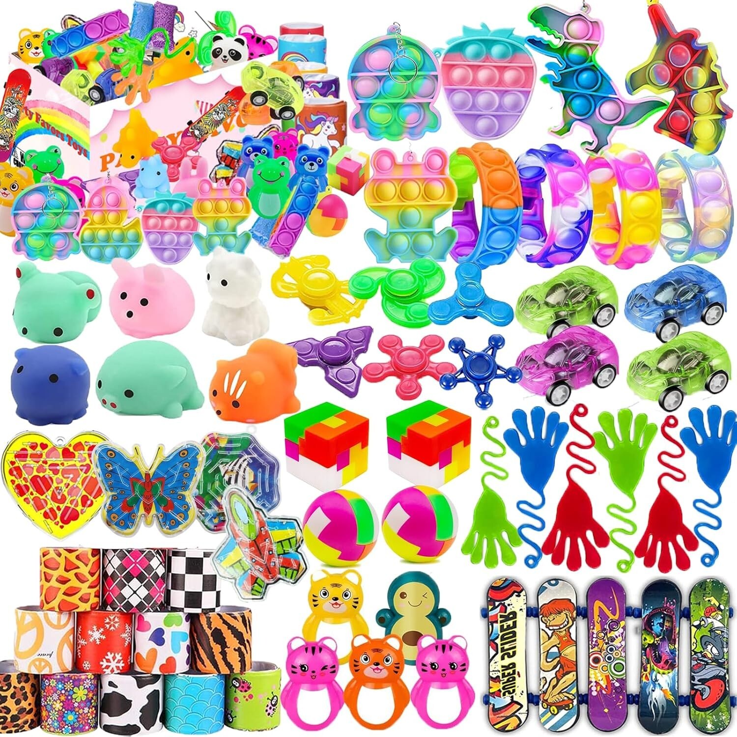 109 Pcs Party Favors for Kids 48 Pop Fidget Toy Goodie Bag Stuffers Treasure Box