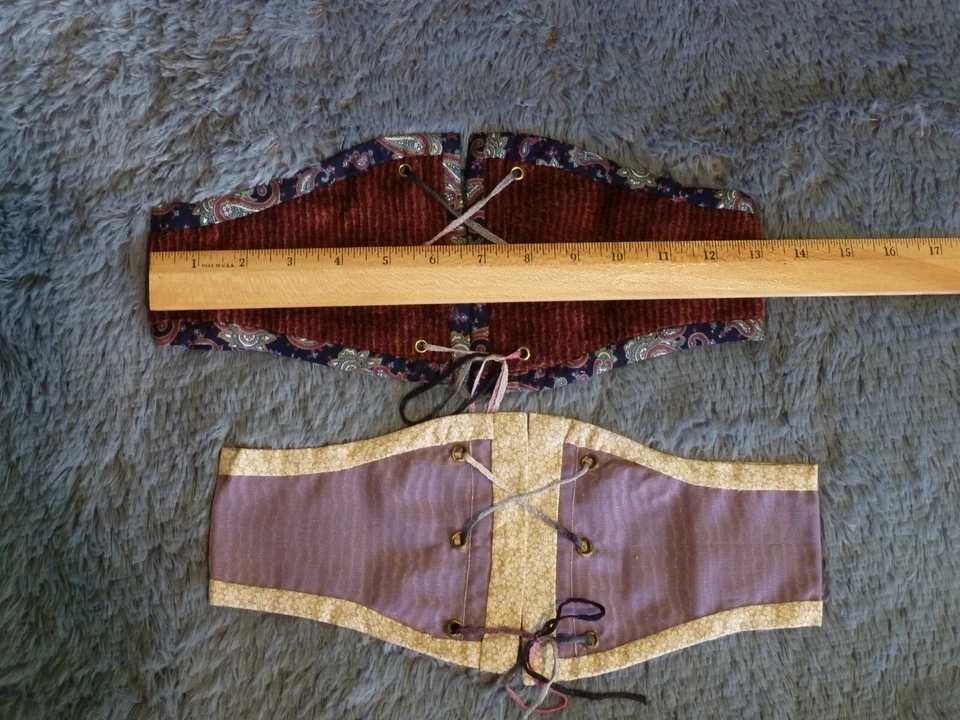Lote de 2 Cinturones Corsé XS Amarillo Púrpura Granate Azul Marino Cincha Renacimiento Bruja LARP Foto 3 de 4