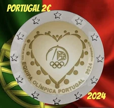 Portugal 🇵🇹 Coin 2€ Euro 2024 Olympica Games Team Heart Sport Rings Cross