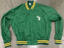 Vintage Oakland A  s MLB Mens Extra Large Green Chalk Line Satin Bomber Jacket