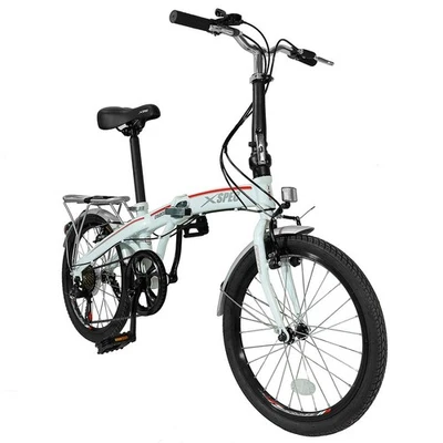 Xspec 20" 7 Speed Folding Compact City Commuter Bike, White (NOT Electric) - Image 1 of 4