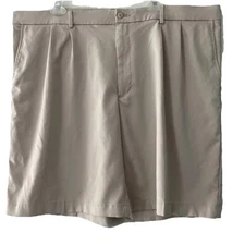 Pro Tour Golf Shorts Mens Size 42 Khaki Pleated Chino Preppy Sport Pockets