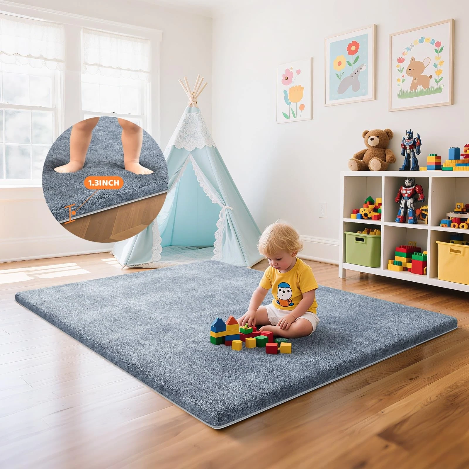 Omzer Baby Play Mat for Floor 1.3" Thick Foam 65x50 Inch Playpen Mats with R...
Opens in a new windo