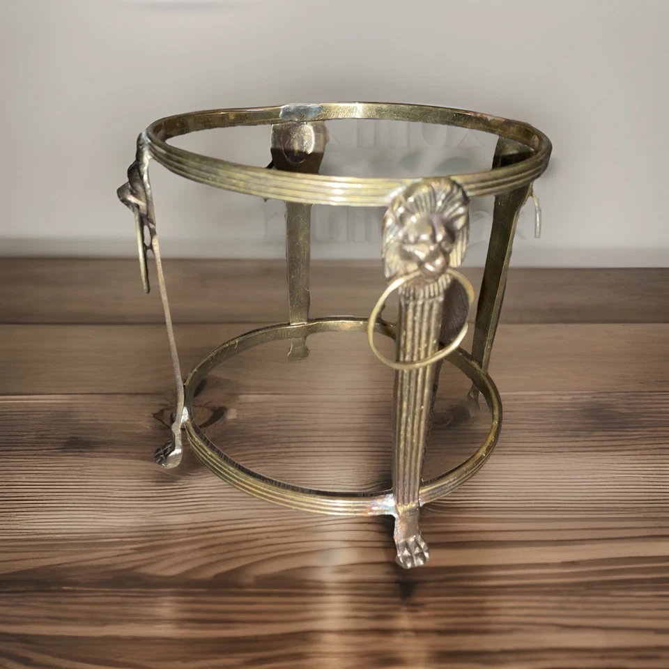 "Soporte cabeza de león de latón vintage tazón soporte de exhibición garra pie regencia 5,5"" de alto" Foto 2 de 4