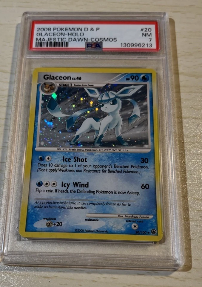 2008 POKEMON DIAMOND & PEARL MAJESTIC DAWN #20 GLACEON-HOLO COSMOS PSA 7 - Image 2 of 4