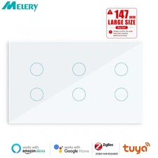 Melery ZigBee Smart Wall Light Switch Touch Glass Panel For Alexa/Google HomeAPP