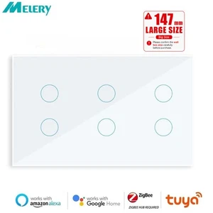 Mélère ZigBee Panneau de verre tactile pour interrupteur mural intelligent pour Alexa/Google HomeAPP