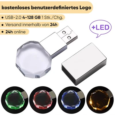JASTER Chiavette USB Cristallo LED Blu Logo Personalizzato Gratuito Unità Flash USB