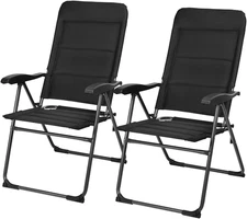 Giantex Set of 2 Patio Chairs, Folding Chairs with Adjustable Backrest, Outdoor 