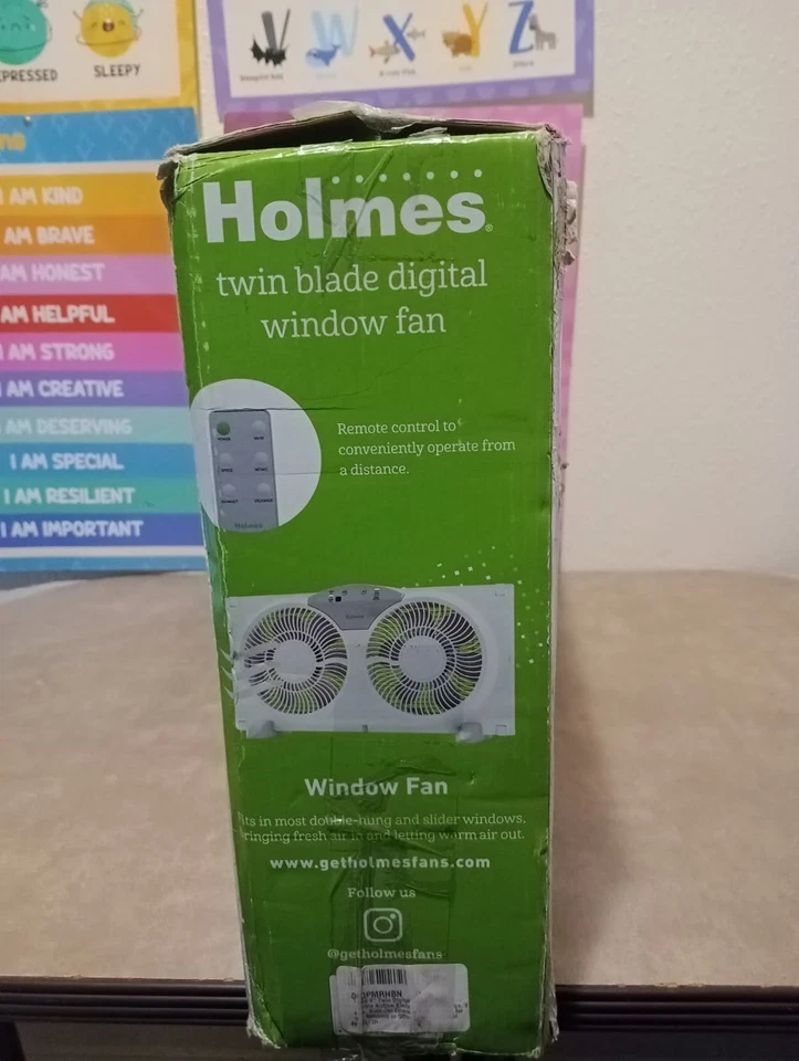 Holmes 9” Digital Window Fan, 3-Speed, Twin Blade, Reversible Airflow, No Remote - Image 2 of 4