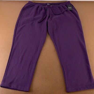 Ulla Popken Women's Size 28/30 Deep Purple Fleece Pocketed Sweatpants NWT