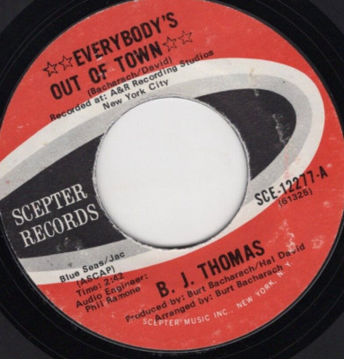B.J. Thomas   Everybody's Out Of Town 1970 Scepter Rock VG+