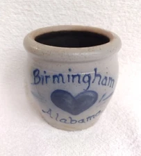 Birmingham Alabama Rockdale Union Salt Glaze Pottery 3" Mini Crock 1987 Wis.