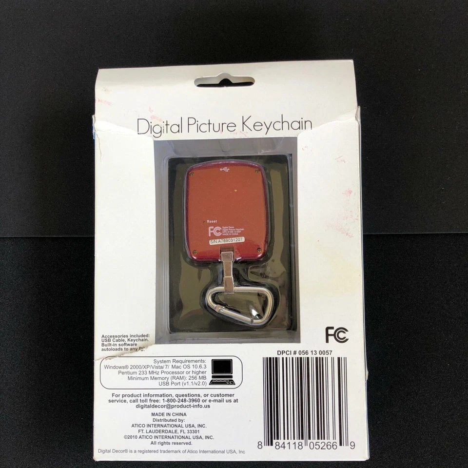 Digital Picture Keychain - 1.8 inch Color LCD Display Red USB Cable Included - Image 3 of 3
