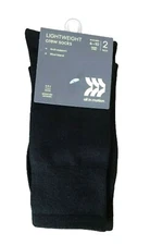 All In Motion Men's 2-Pack Wool Blend Solid Black Crew Socks Shoe Sizes 4-10 NEW