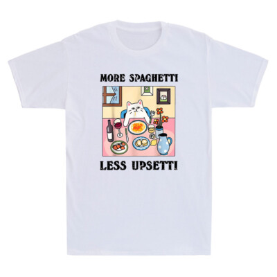 More Spaghetti Less Upsetti Funny Cat Eating Meme Quote Vintage Men's T-Shirt
