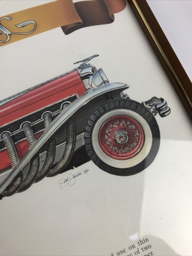 Framed Duesenberg Roadster- Straight 8 Automemories Art Print Fast Free Ship - Picture 5 of 7