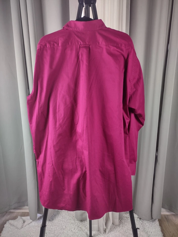 Izod Men's Magenta Cotton Blend Twill Dress Shirt Size 18.5 Tall (35/36) - Image 4 of 4