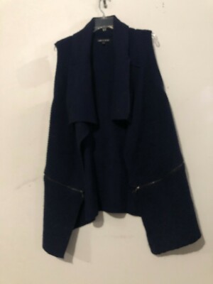Cable & Gauge Size L Blue Cable Knit Flap Front Cape Cardigan