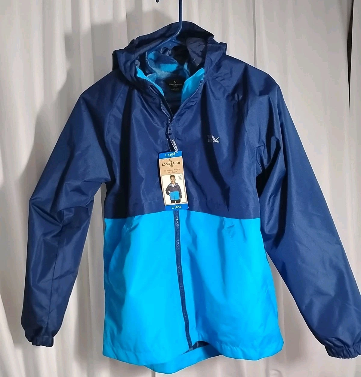 Eddie Bauer Youth 3-in-1 Jacket Navy Blue Size Large (14/16) New With Tag