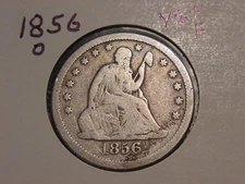 1856-O SEATED LIBERTY QUARTER VG + F NICE PQ ORIGINAL FREE SHIPPING