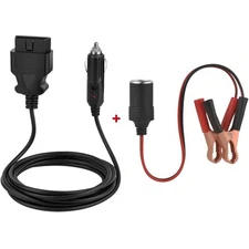 10ft OBD II Vehicle ECU Emergency Power Supply Cable Memory Saver with Alliga...