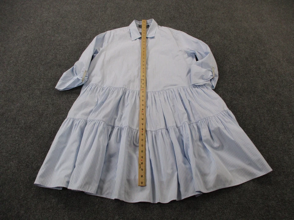 Vestido camisero Fabiana Filippi para mujer L a rayas en capas popelina suelto fluido Italia Foto 3 de 4