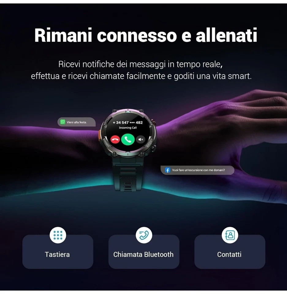 Blackview 2025 New W50Pro Smart Watch with Emergency Lighting 960mAh - Immagine 4 di 4