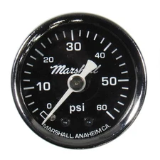 Marshall Fuel Pressure Gauge MC00060; 0-60 psi 1-1/2 in. Blk/Chrome, Non-Liquid
