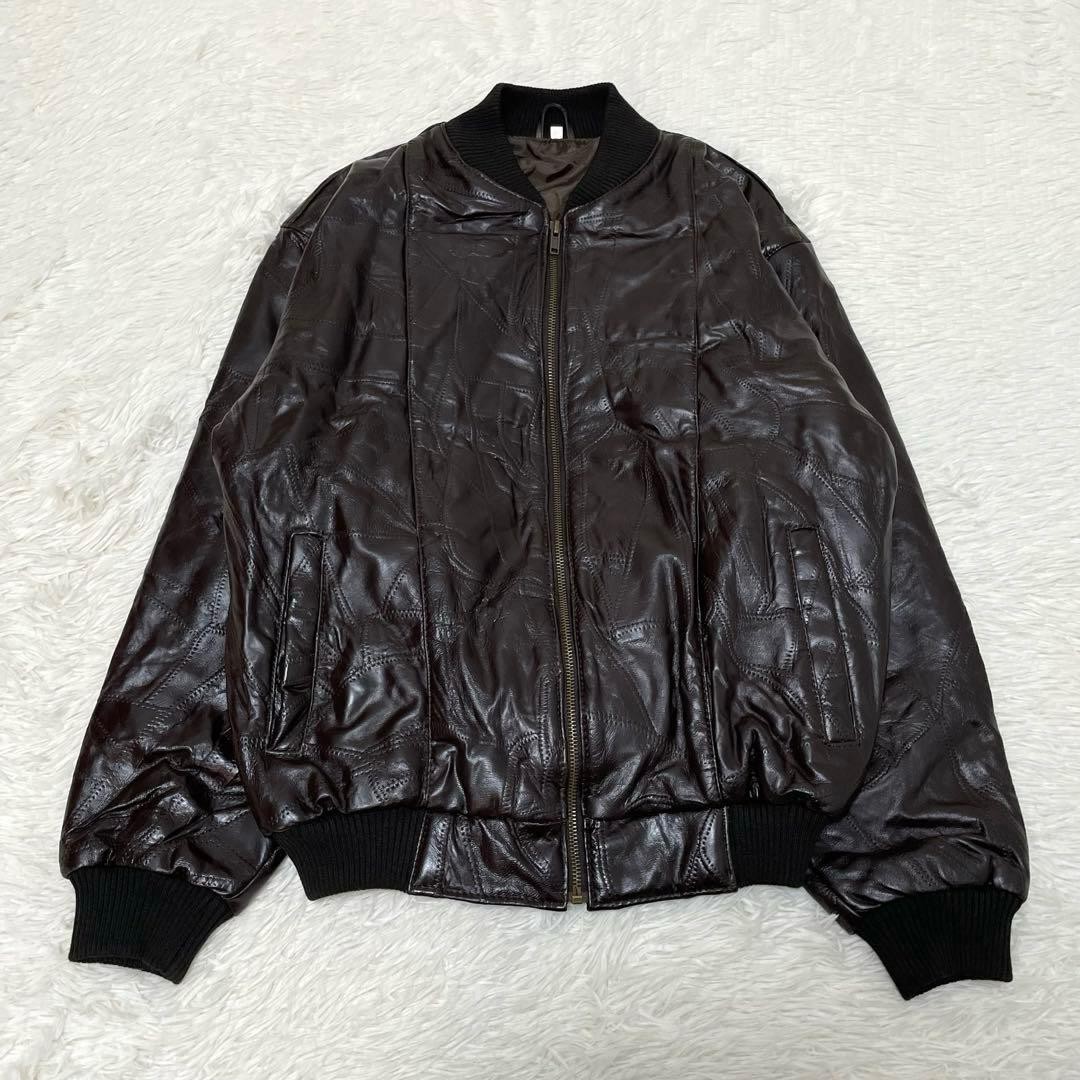 Rare patchwork lamb leather jacket L equivalent M… - image 2