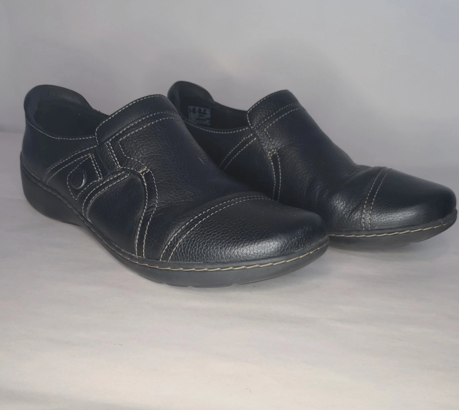 Scarpe mocassino Clarks Cora Poppy 9 5 M nere in pelle antiscivolo comode