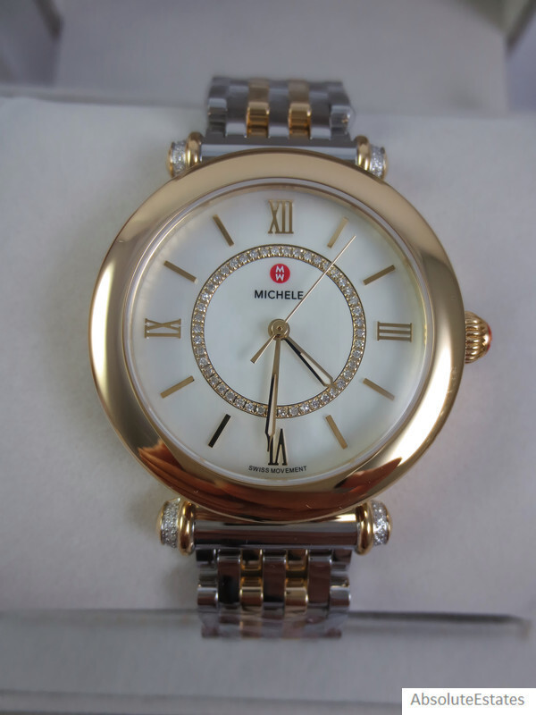 Michele caber mid watch Michele Caber Isle Two Tone 32mm Watch, White Mother of  main image 2