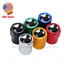 Hex Cute Mickey Mouse Logo Emblem Car Wheels Tire Air Valve Caps Stem Dust Cover
