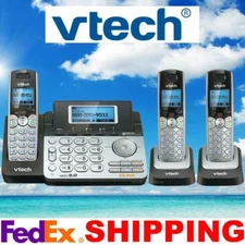 VTECH DS6151 DECT 6.0 2-LINE CORDLESS PHONE + 2 CORDLESS HANDSETS - NEW