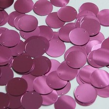 Round Sequin 15mm Top Hole Orchid Pink Metallic Paillettes. Made in USA