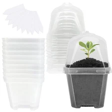 4" Clear Plant Nursery Pots with Humidity Dome, 10PCS Plastic Gardening Pot P...
