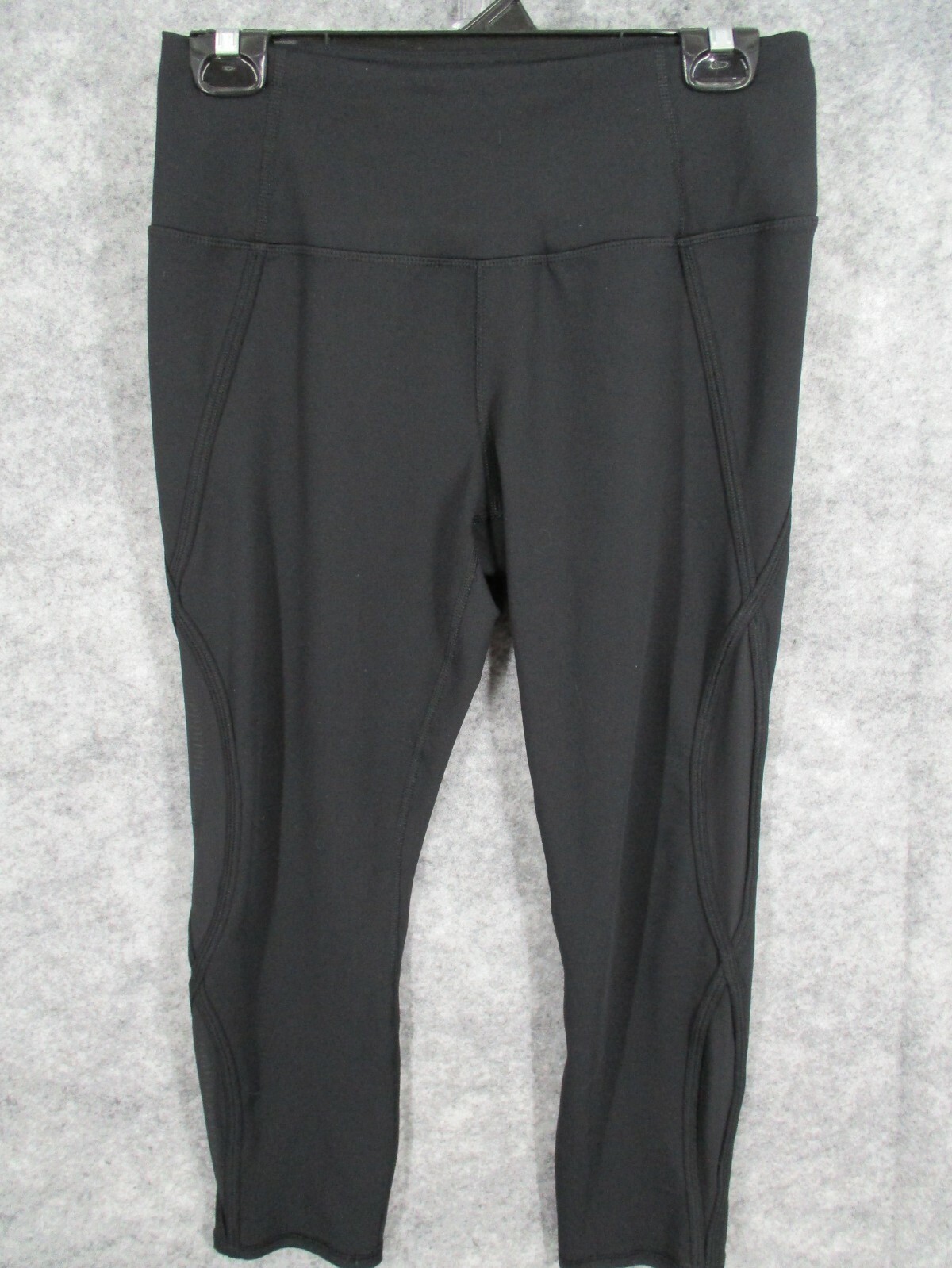 Avia Women's Pants Medium Activewear Wide Waist Stretch Crop Capri Mesh Black